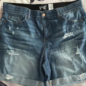 Terra & Sky Distressed Blue Jean Shorts